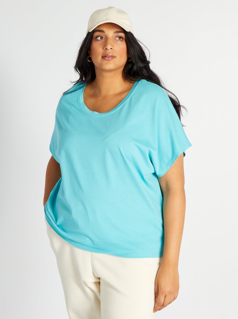 T-shirt à col rond Bleu - Kiabi