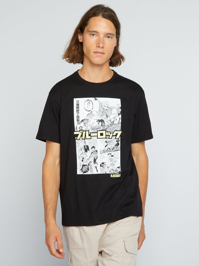 T-shirt à col rond 'Blue Lock' Noir - Kiabi