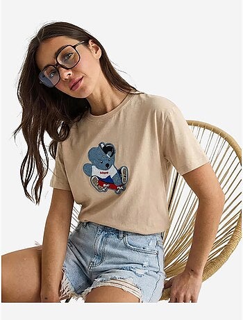 T-shirt à col rond brodé lucci