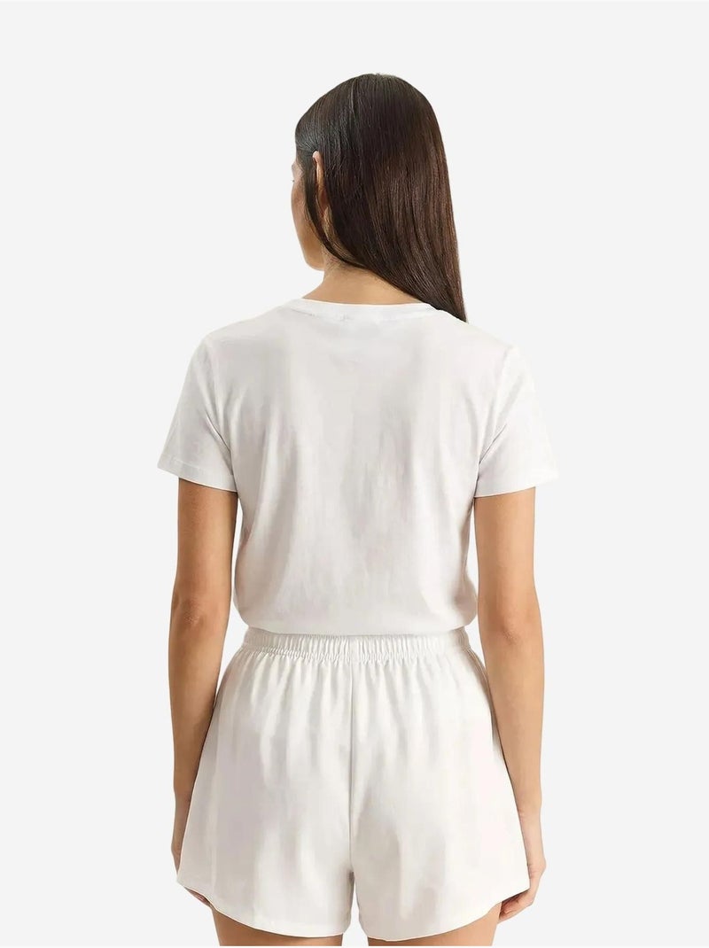 T-shirt à col rond brodé lucci Blanc - Kiabi