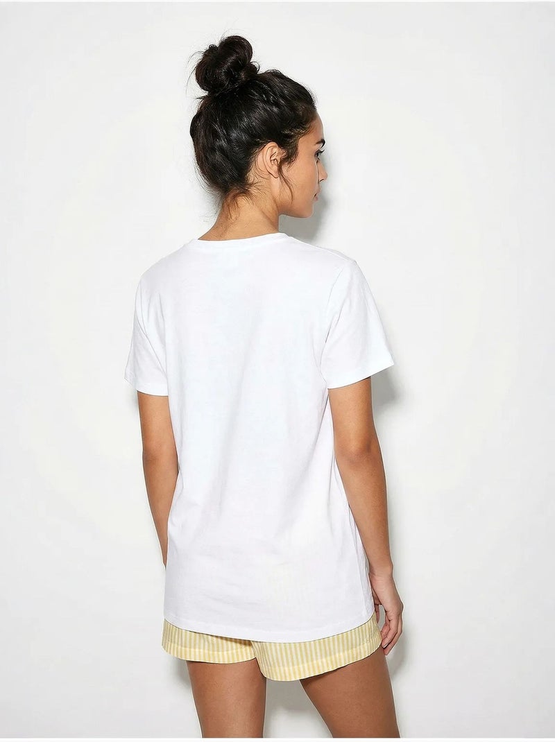 T-shirt à col rond brodé lucci Blanc - Kiabi