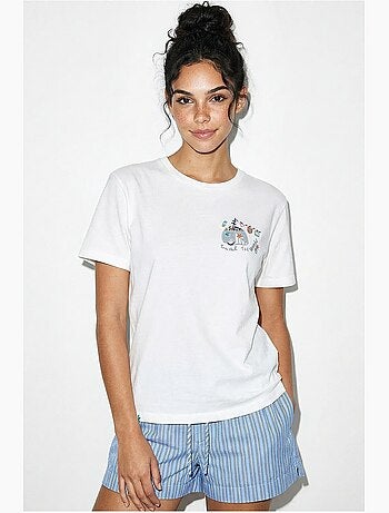 T-shirt à col rond brodé lucci