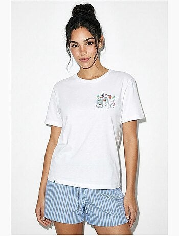 T-shirt à col rond brodé lucci
