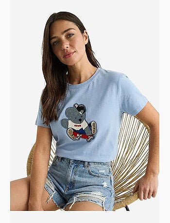 T-shirt à col rond brodé lucci