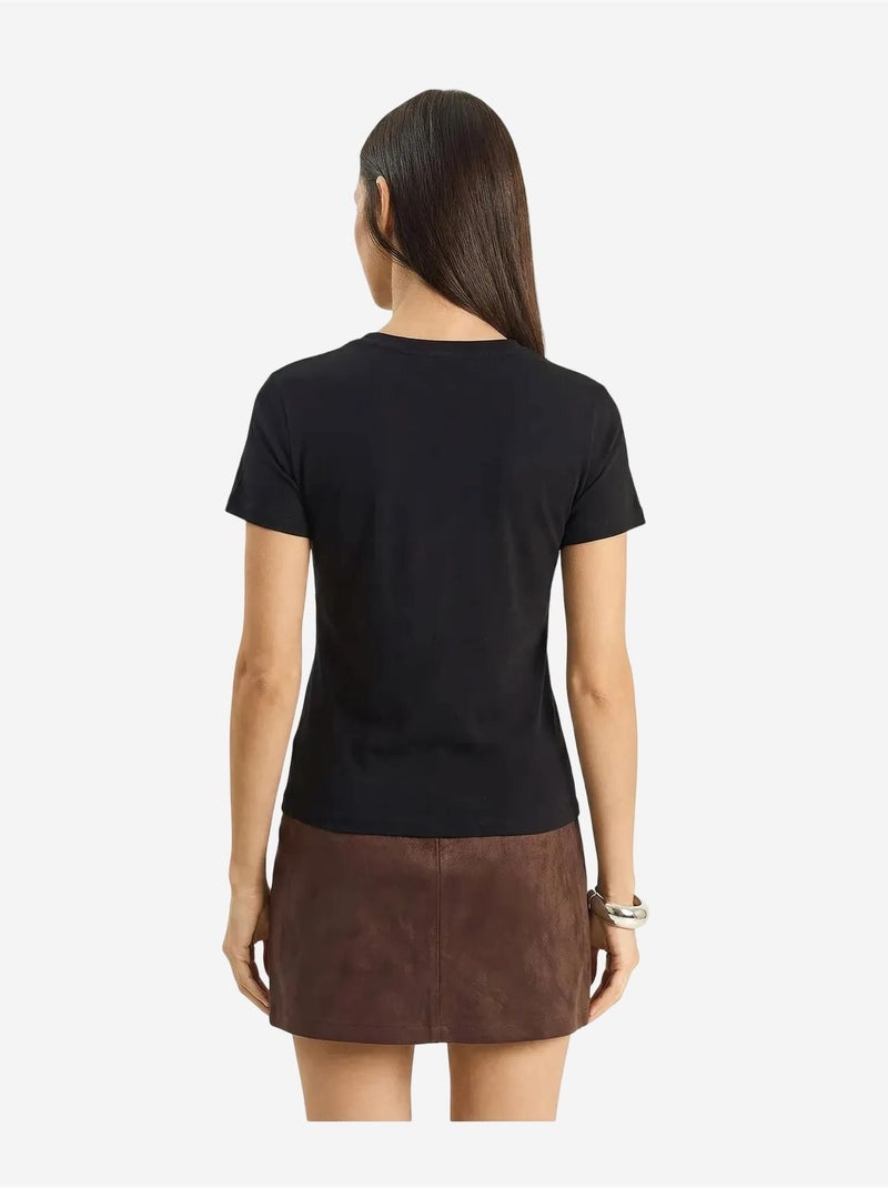 T-shirt à col rond brodé lucci Noir - Kiabi