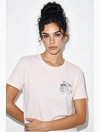 T-shirt à col rond brodé lucci