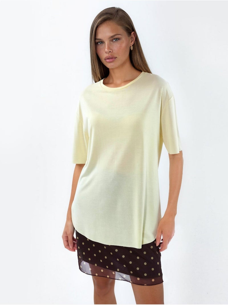 T-shirt à col rond de coupe ample busem Crème - Kiabi
