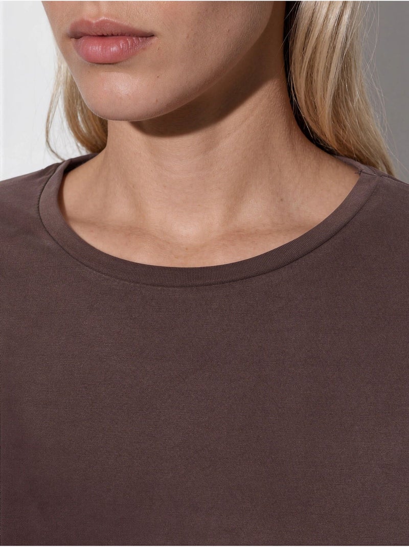 T-shirt à col rond de coupe ample busem Marron chocolat - Kiabi