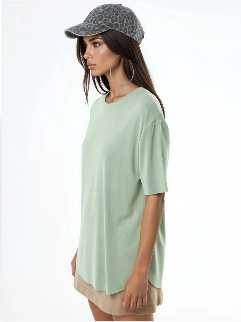 T-shirt à col rond de coupe ample busem Vert pastel - Kiabi