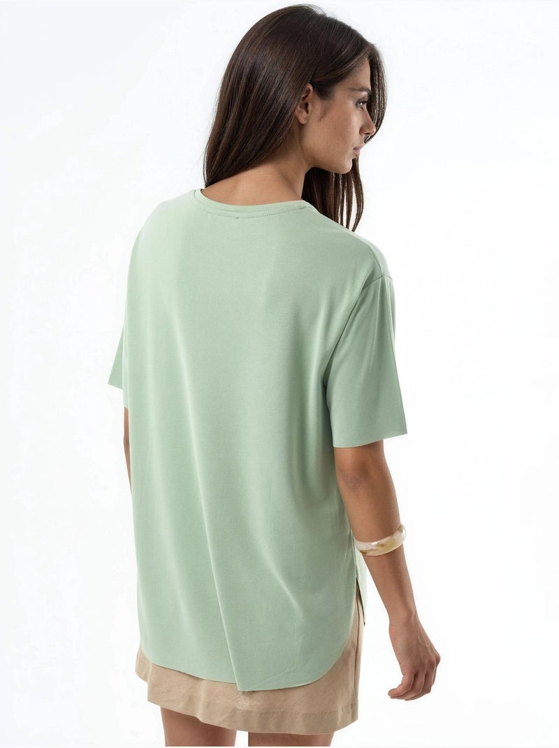 T-shirt à col rond de coupe ample busem Vert pastel - Kiabi