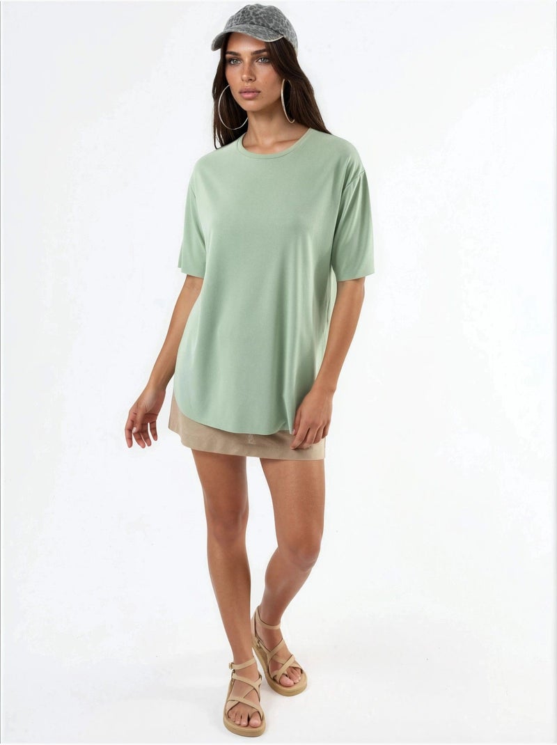 T-shirt à col rond de coupe ample busem Vert pastel - Kiabi
