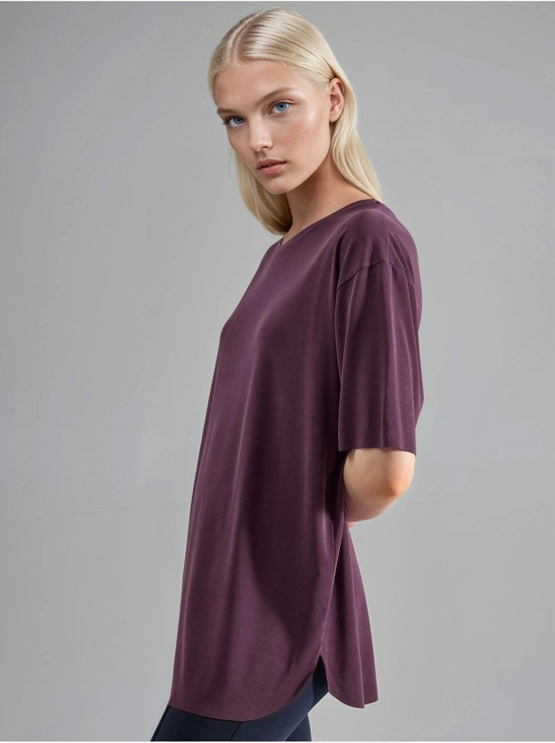 T-shirt à col rond de coupe ample busem Violet prune - Kiabi