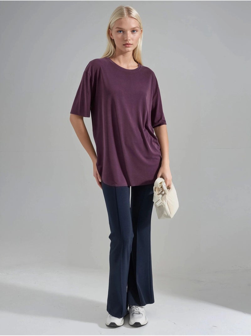 T-shirt à col rond de coupe ample busem Violet prune - Kiabi