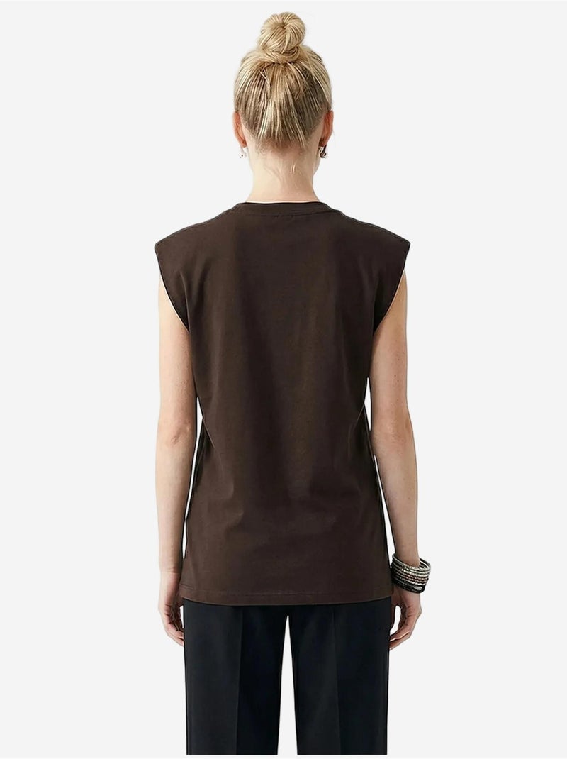T-shirt à col rond découpé lucci Marron foncé - Kiabi