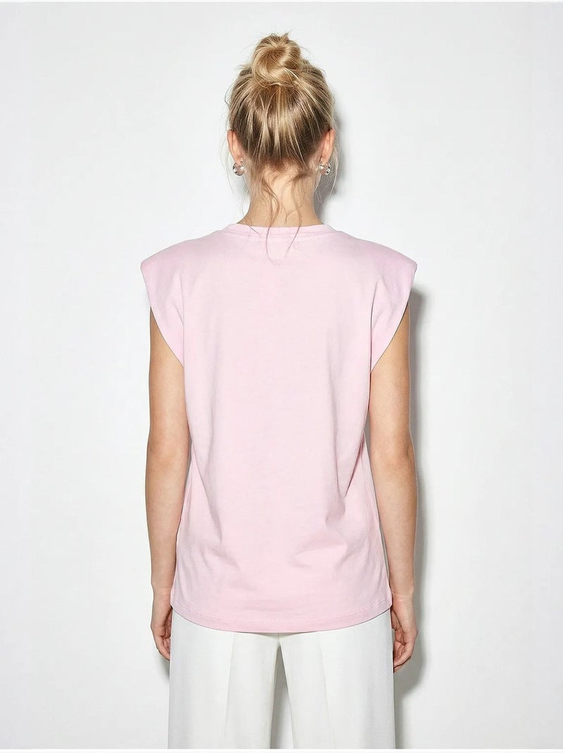 T-shirt à col rond découpé lucci Rose clair - Kiabi