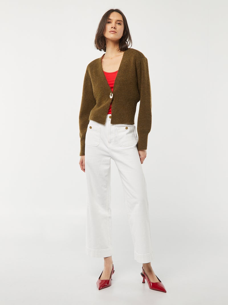 T-shirt à col rond dégagé rouge - Kiabi