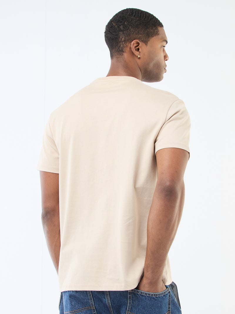 T-shirt à col rond en coton - Tough Cotton™ Beige - Kiabi