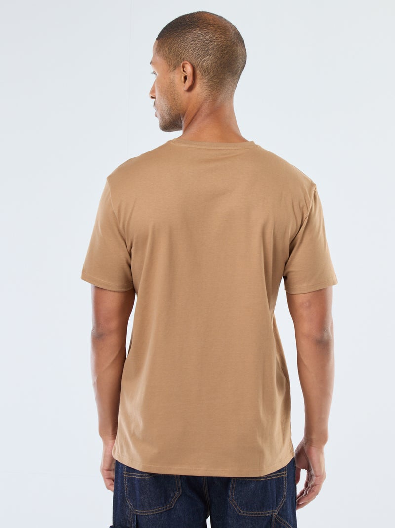 T-shirt à col rond en coton - Tough Cotton™ Beige - Kiabi