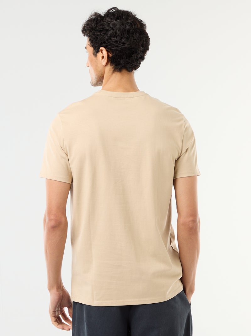T-shirt à col rond en coton - Tough Cotton™ Beige - Kiabi