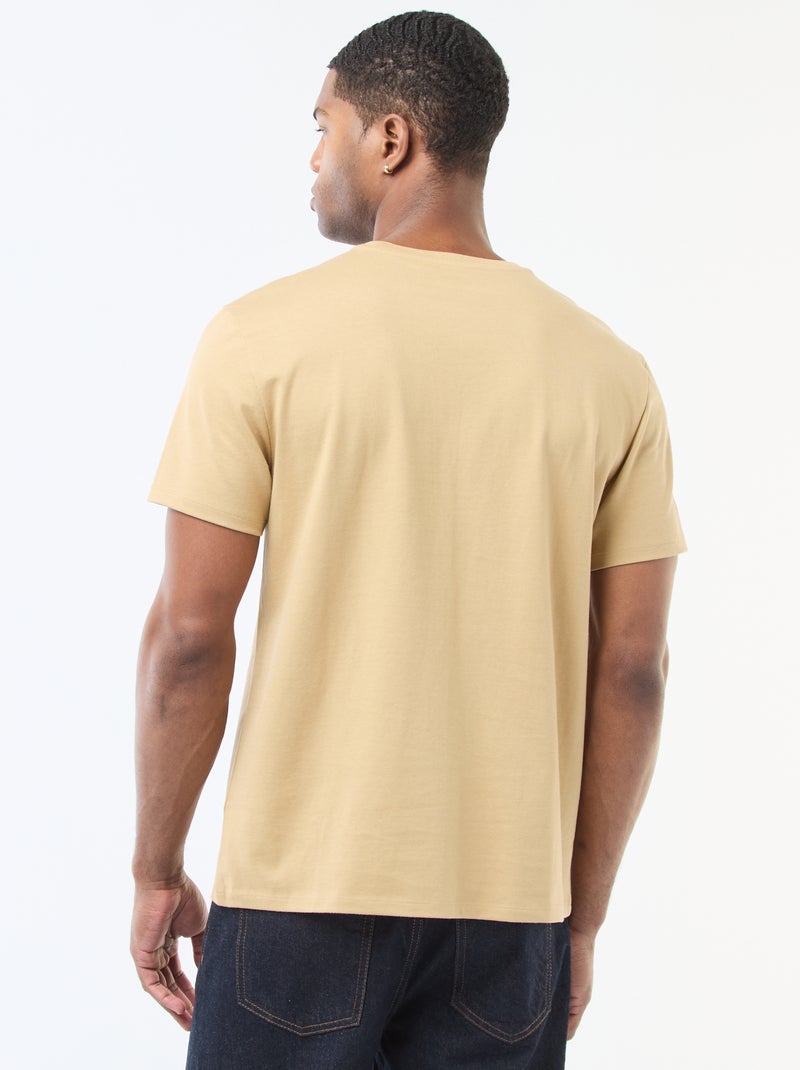 T-shirt à col rond en coton - Tough Cotton™ Beige - Kiabi