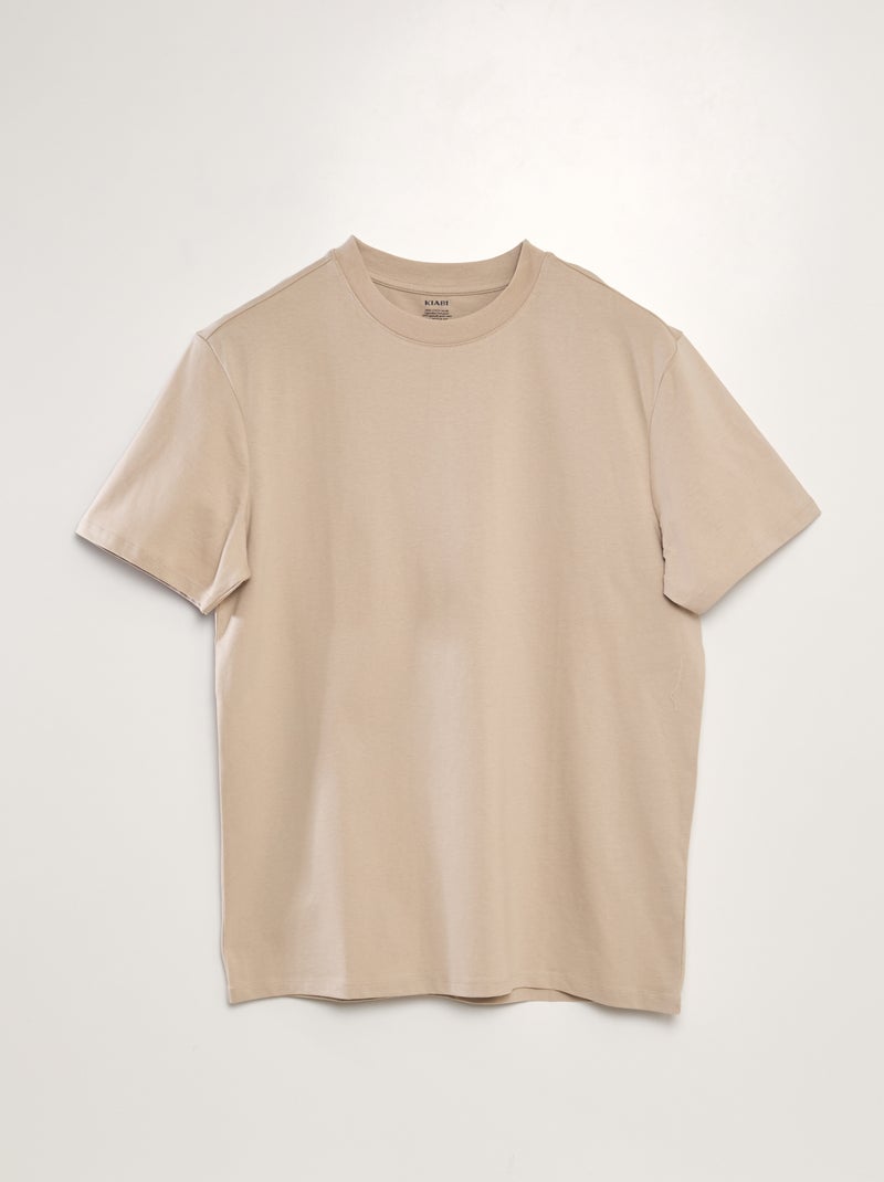 T-shirt à col rond en coton - Tough Cotton™ Beige clair - Kiabi