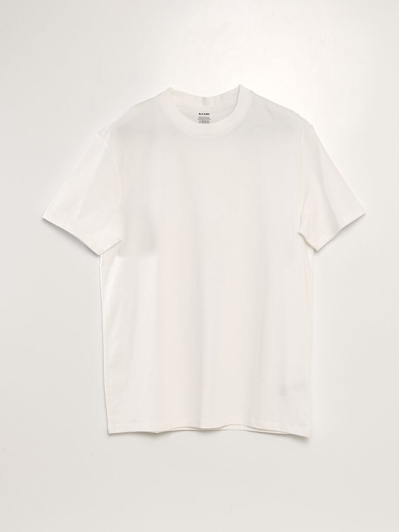 T-shirt à col rond en coton - Tough Cotton™ blanc - Kiabi