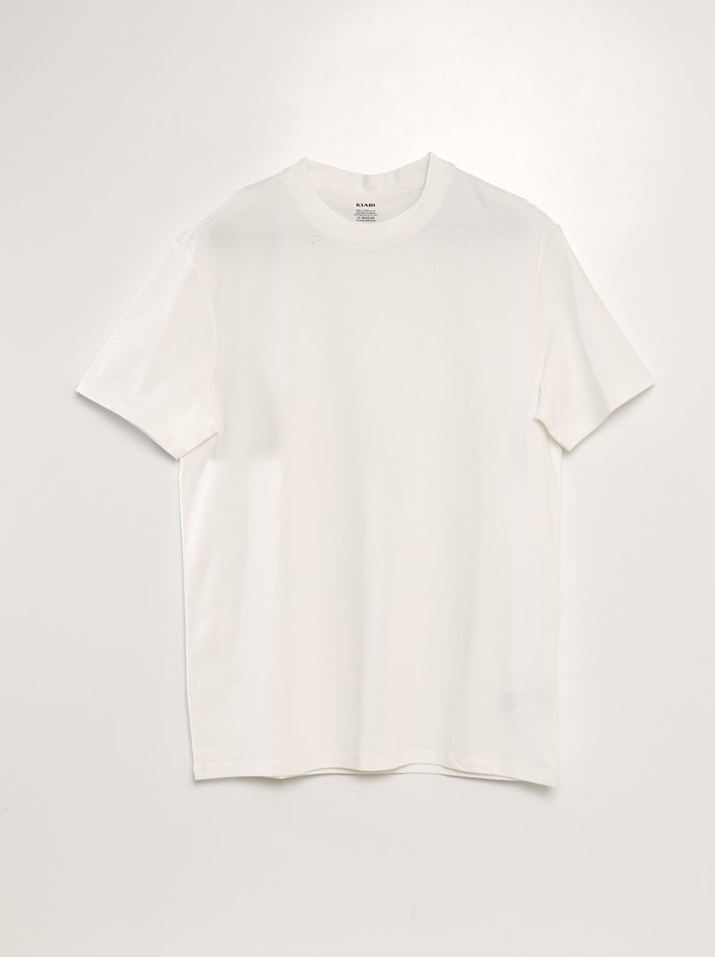 T-shirt à col rond en coton - Tough Cotton™ blanc - Kiabi