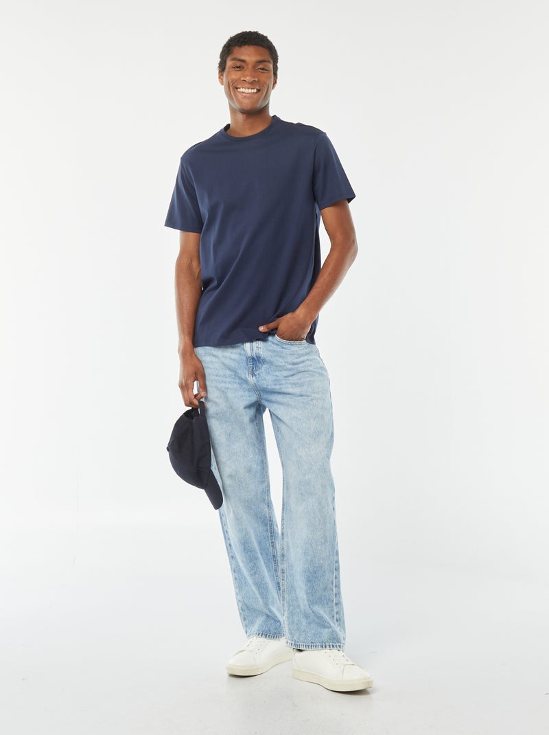 T-shirt à col rond en coton - Tough Cotton™ Bleu marine - Kiabi