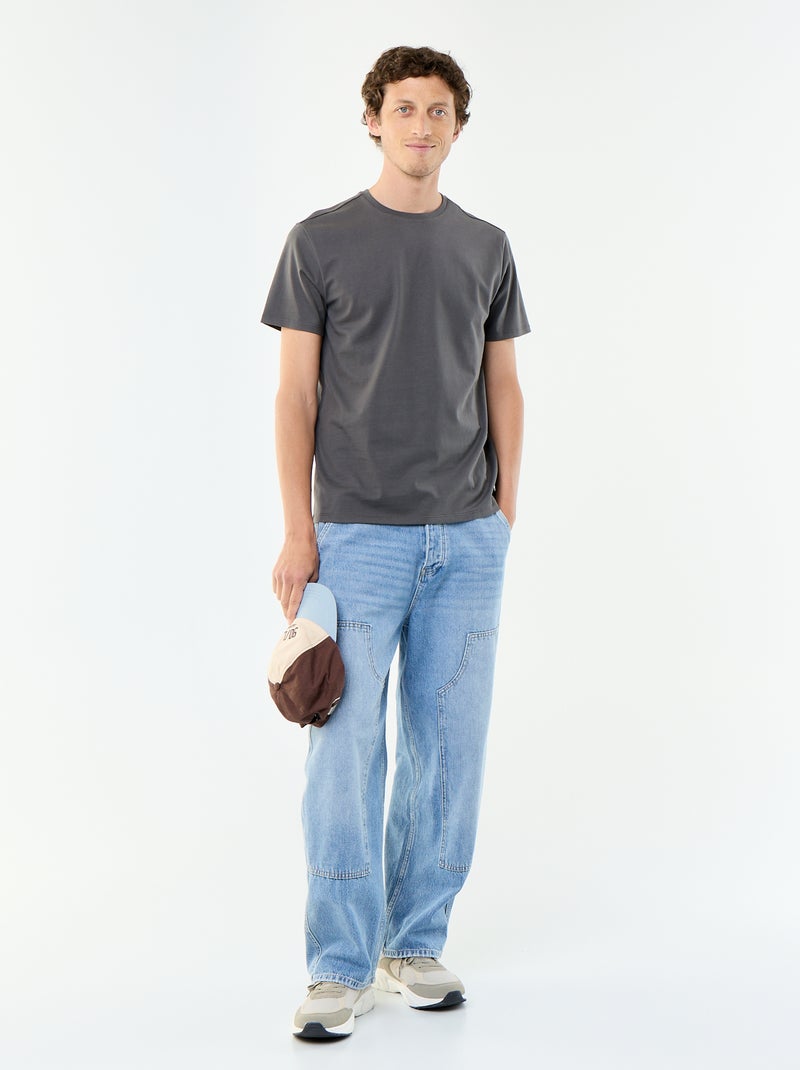 T-shirt à col rond en coton - Tough Cotton™ Gris - Kiabi
