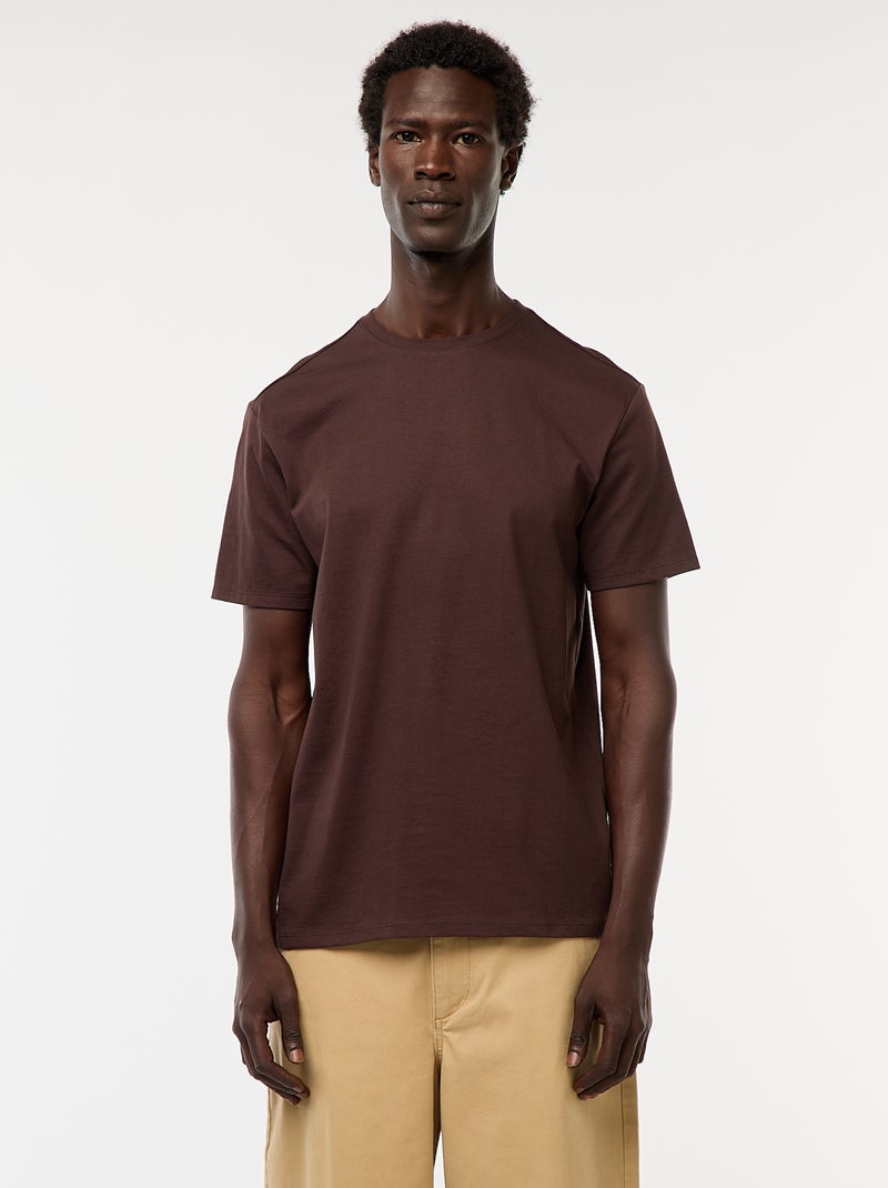 T-shirt à col rond en coton - Tough Cotton™ Marron - Kiabi