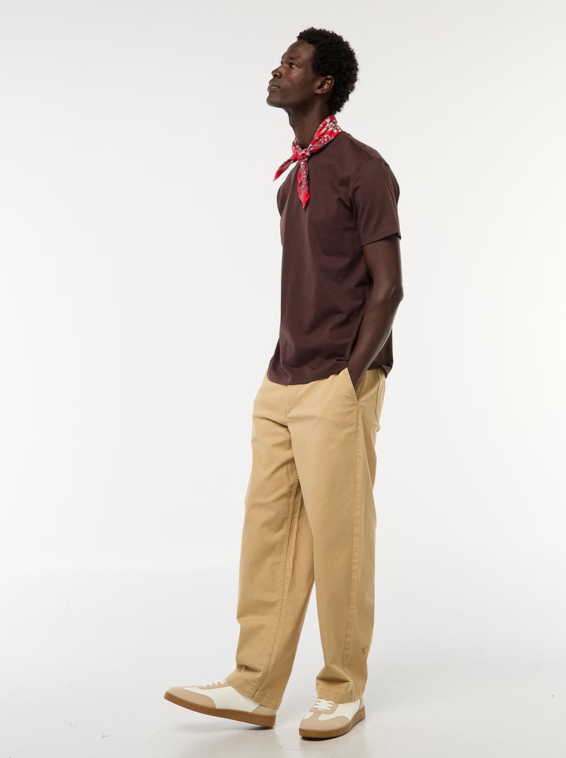 T-shirt à col rond en coton - Tough Cotton™ Marron - Kiabi