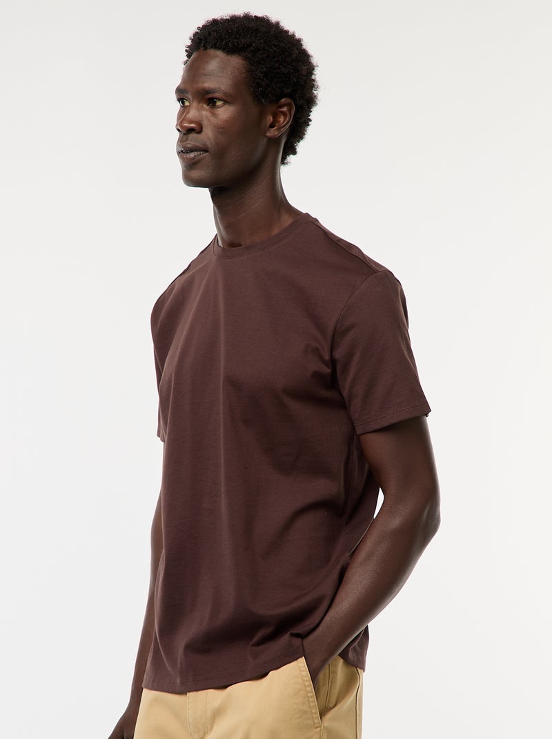 T-shirt à col rond en coton - Tough Cotton™ Marron - Kiabi