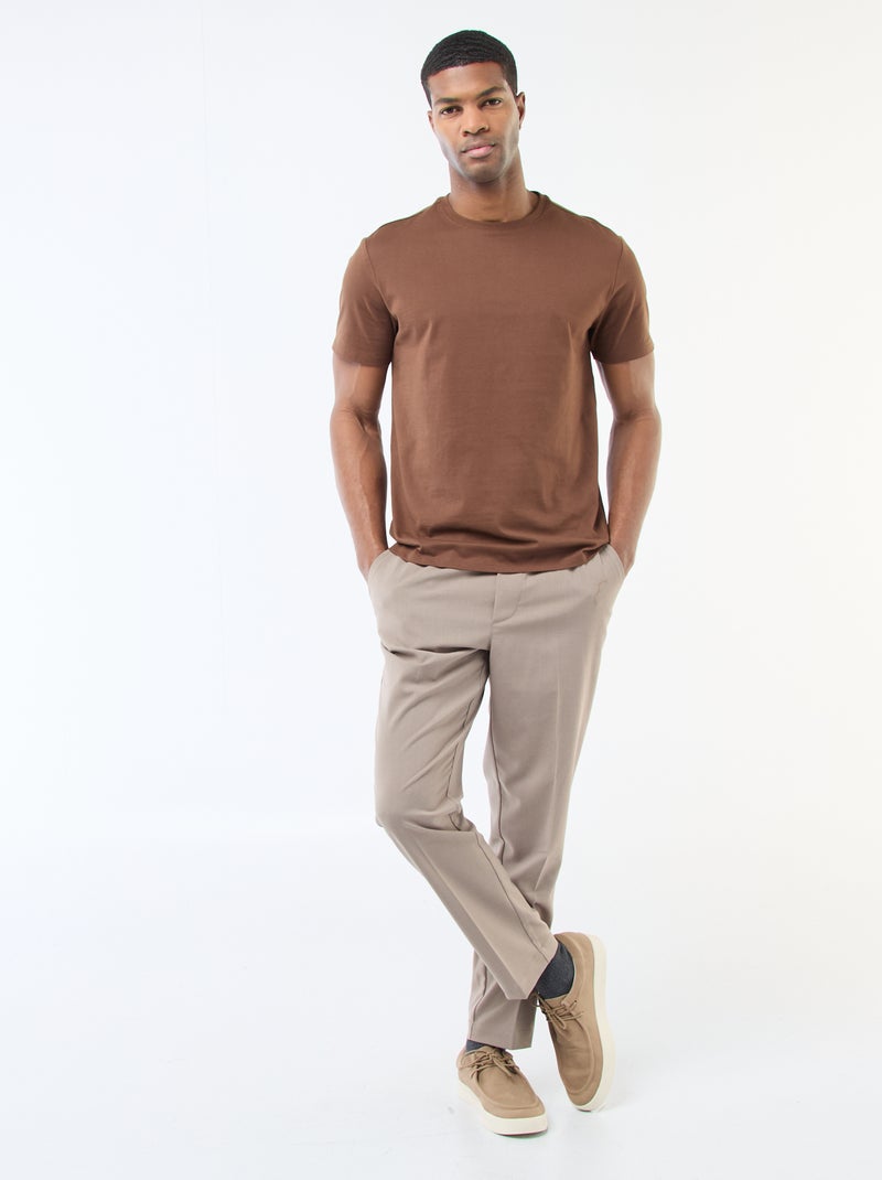 T-shirt à col rond en coton - Tough Cotton™ Marron - Kiabi