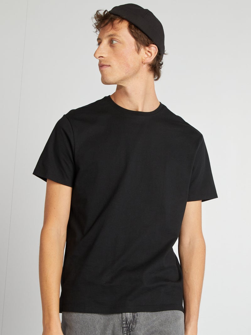 T-shirt à col rond en coton - Tough Cotton™ Noir - Kiabi