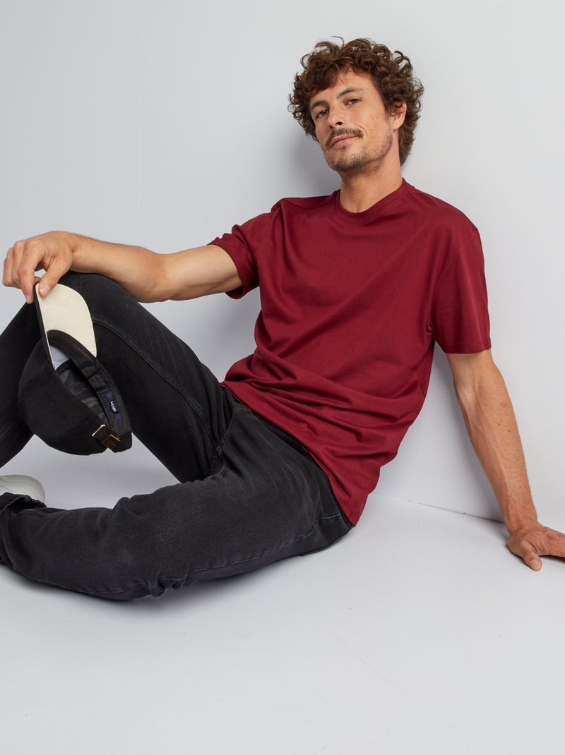 T-shirt à col rond en coton - Tough Cotton™ Rouge - Kiabi