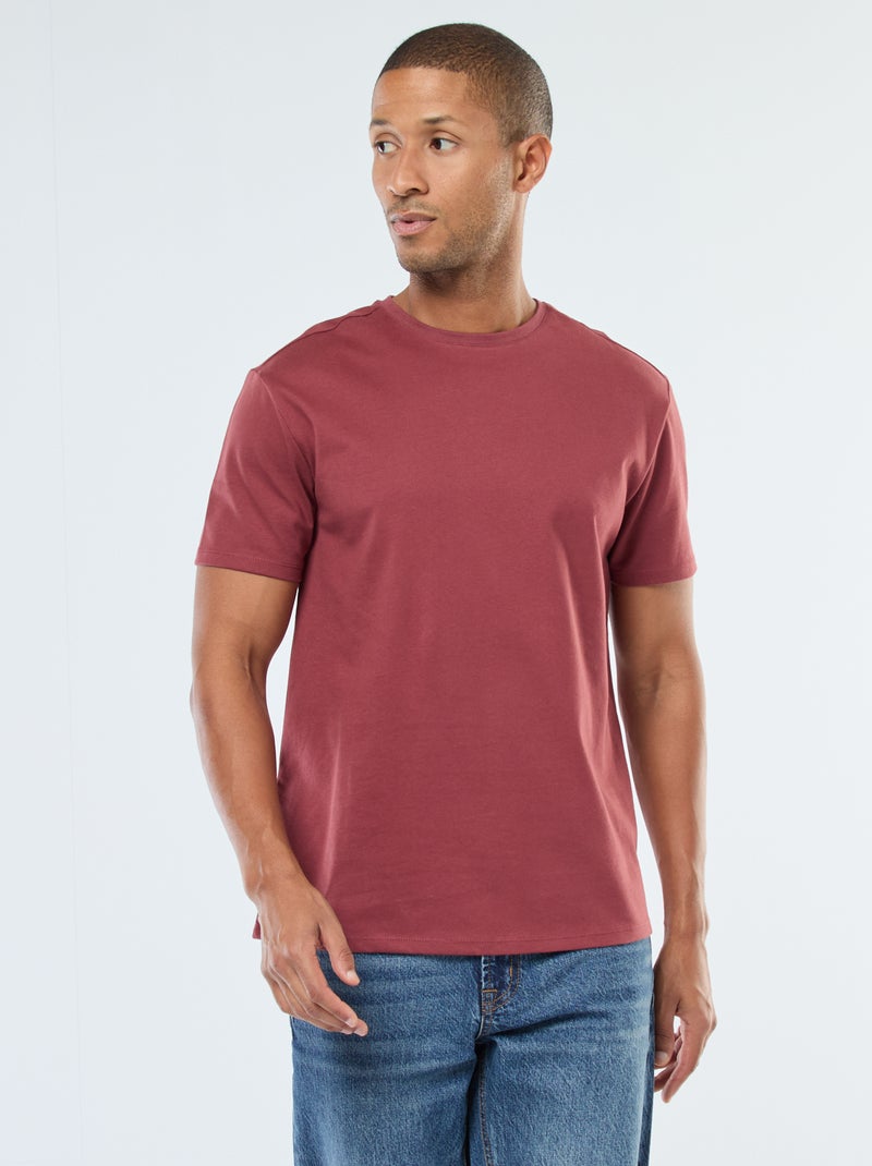 T-shirt à col rond en coton - Tough Cotton™ Rouge - Kiabi