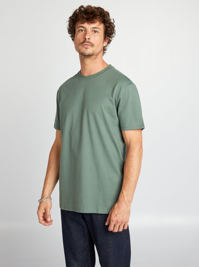 T-shirt à col rond en coton - Tough Cotton™ Vert - Kiabi