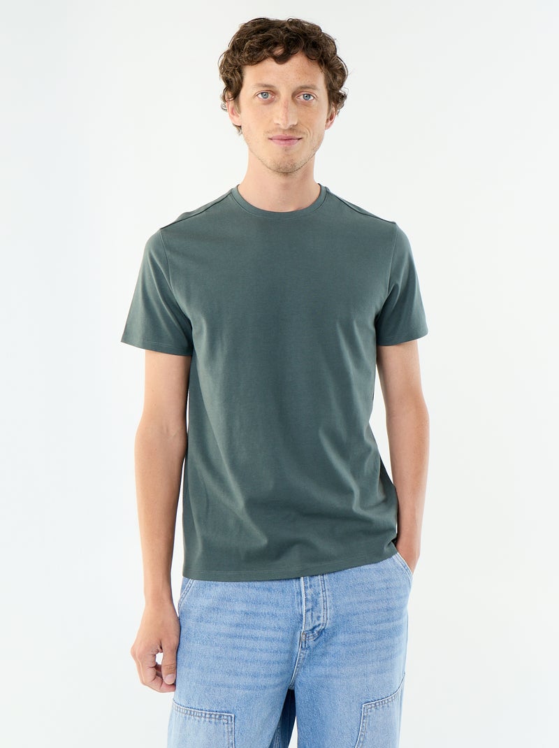 T-shirt à col rond en coton - Tough Cotton™ Vert - Kiabi