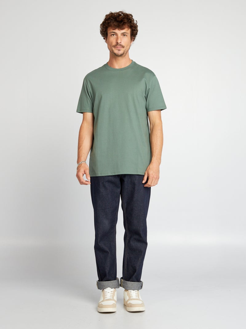 T-shirt à col rond en coton - Tough Cotton™ Vert forêt - Kiabi