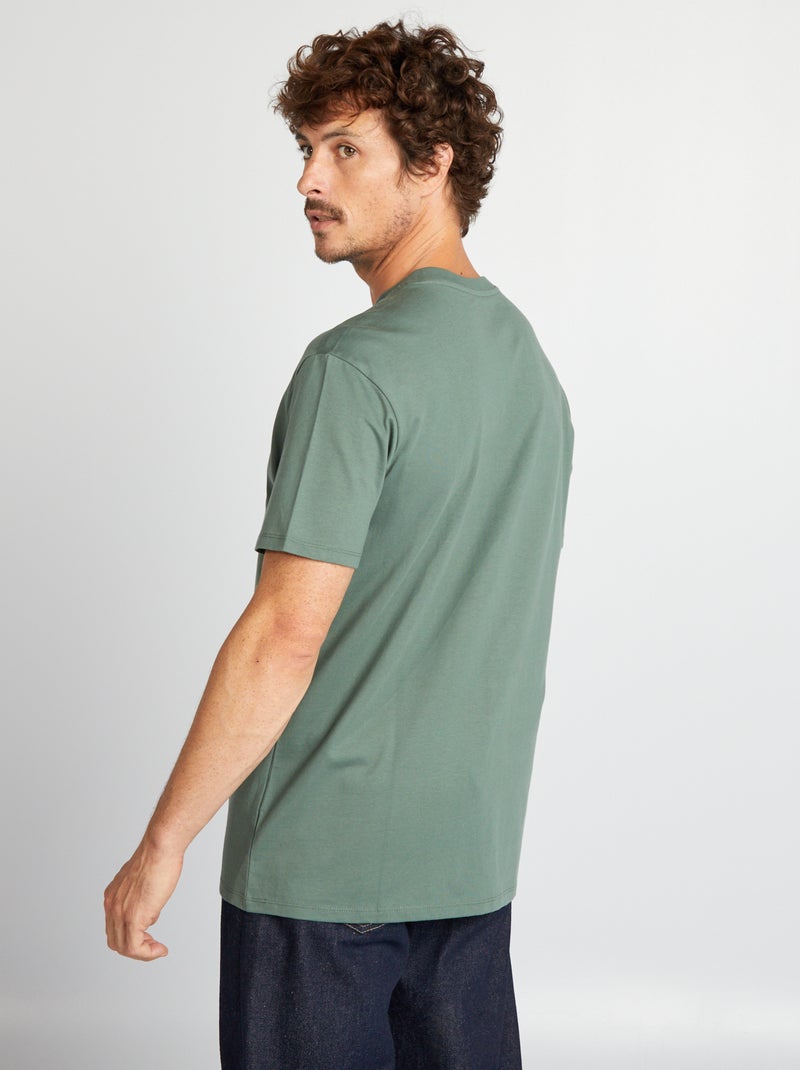 T-shirt à col rond en coton - Tough Cotton™ Vert forêt - Kiabi