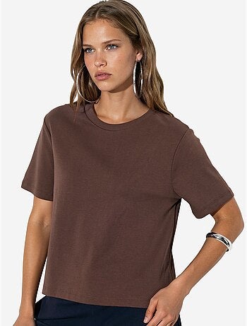 T-shirt à col rond en coton côtelé busem