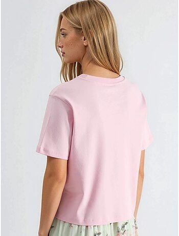 T-shirt à col rond en coton côtelé busem