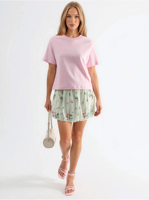 T-shirt à col rond en coton côtelé busem - Kiabi T-shirt à col rond en coton côtelé busem - Kiabi