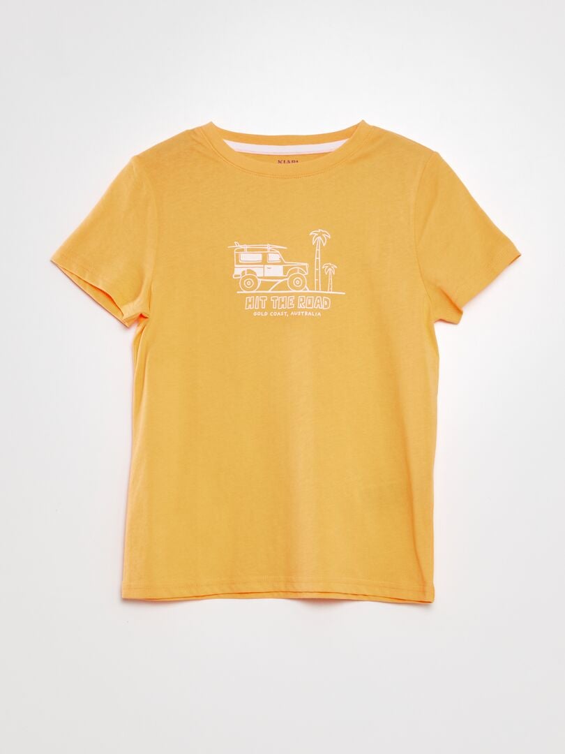 T-shirt à col rond en coton Orange - Kiabi