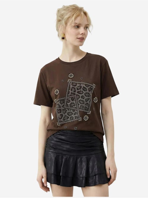 T-shirt à col rond et imprimé géométrique à sequins lucci - Kiabi T-shirt à col rond et imprimé géométrique à sequins lucci - Kiabi