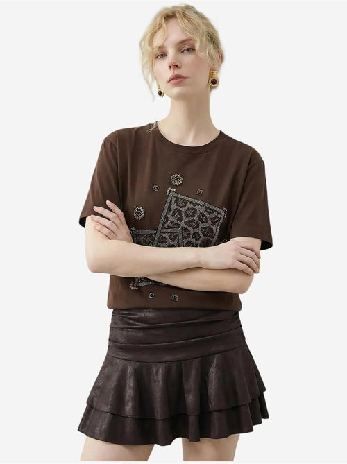 T-shirt à col rond et imprimé géométrique à sequins lucci - Kiabi T-shirt à col rond et imprimé géométrique à sequins lucci - Kiabi