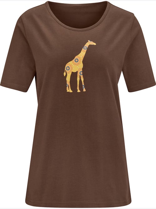 T-shirt à col rond et manches courtes avec motif animalier - Taille standard - Moda Vilona - Kiabi T-shirt à col rond et manches courtes avec motif animalier - Taille standard - Moda Vilona - Kiabi