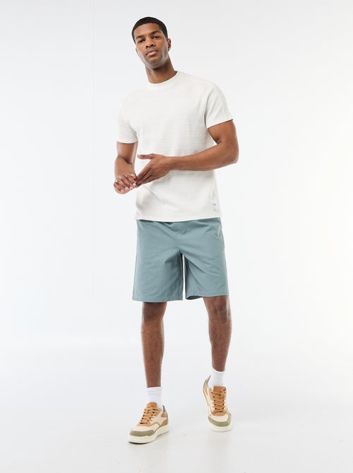 T-shirt à col rond et manches courtes en nid d'abeilles - Kiabi