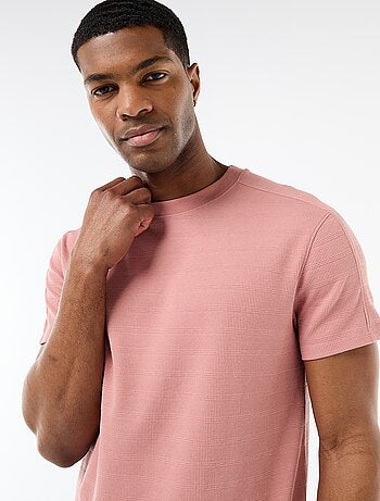 T-shirt à col rond et manches courtes en nid d'abeilles