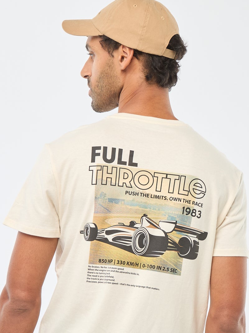 T-shirt à col rond et manches courtes imprimé Blanc - Kiabi